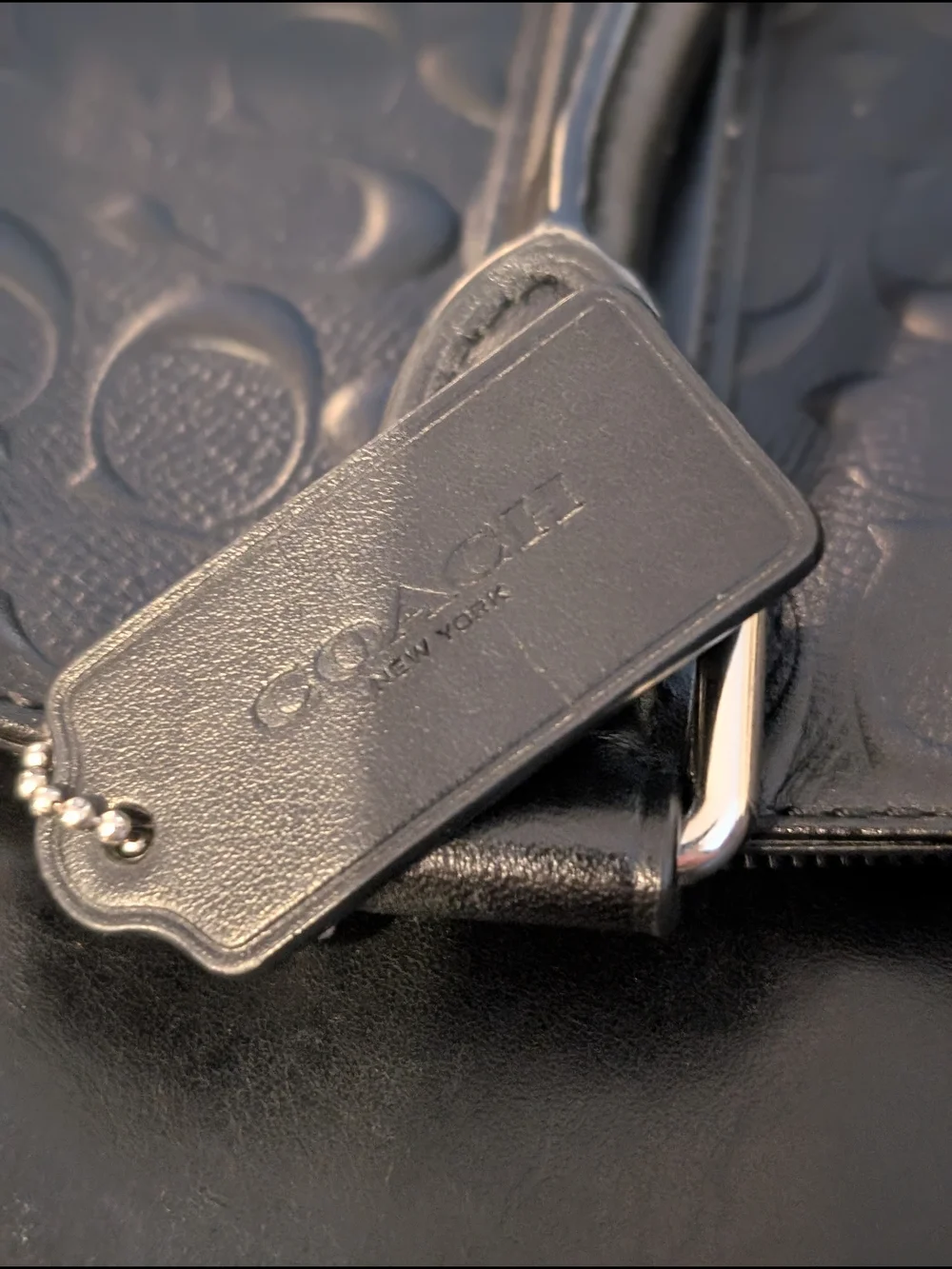 Coach Men's Black Signature Embossed Leather Briefcase